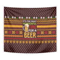 Christmas Its The Most Wonderful Time For A Beer Tapestry Xmas Holiday Patterns - Wonder Print Shop