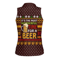 Christmas Its The Most Wonderful Time For A Beer Women Sleeveless Polo Shirt Xmas Holiday Patterns - Wonder Print Shop