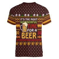 Christmas Its The Most Wonderful Time For A Beer Women V-Neck T-Shirt Xmas Holiday Patterns - Wonder Print Shop