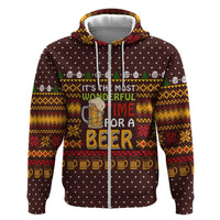Christmas Its The Most Wonderful Time For A Beer Zip Hoodie Xmas Holiday Patterns - Wonder Print Shop