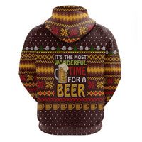 Christmas Its The Most Wonderful Time For A Beer Zip Hoodie Xmas Holiday Patterns - Wonder Print Shop