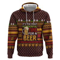 Christmas Its The Most Wonderful Time For A Beer Zip Hoodie Xmas Holiday Patterns - Wonder Print Shop