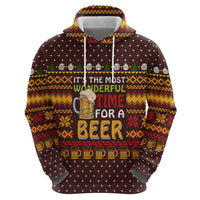 Christmas Its The Most Wonderful Time For A Beer Zip Hoodie Xmas Holiday Patterns - Wonder Print Shop