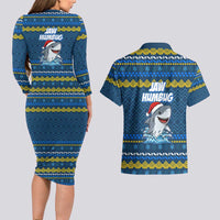 Christmas Jaw Humbug Couples Matching Long Sleeve Bodycon Dress and Hawaiian Shirt Xmas Holiday Patterns - Wonder Print Shop