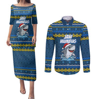 Christmas Jaw Humbug Couples Matching Puletasi and Long Sleeve Button Shirt Xmas Holiday Patterns - Wonder Print Shop