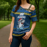 Christmas Jaw Humbug Cross Shoulder Shirt Xmas Holiday Patterns - Wonder Print Shop