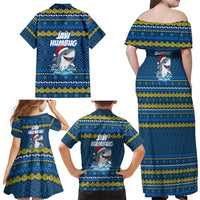 Christmas Jaw Humbug Family Matching Off Shoulder Maxi Dress and Hawaiian Shirt Xmas Holiday Patterns - Wonder Print Shop
