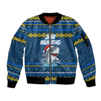 Christmas Jaw Humbug Sleeve Zip Bomber Jacket Xmas Holiday Patterns - Wonder Print Shop