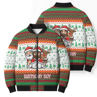 Christmas Jesus Birthday Boy Bomber Puffer Jacket Xmas Holiday Patterns - Wonder Print Shop