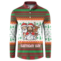 Christmas Jesus Birthday Boy Button Sweatshirt Xmas Holiday Patterns - Wonder Print Shop