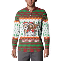 Christmas Jesus Birthday Boy Button Sweatshirt Xmas Holiday Patterns - Wonder Print Shop