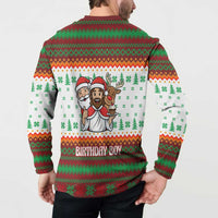 Christmas Jesus Birthday Boy Button Sweatshirt Xmas Holiday Patterns - Wonder Print Shop