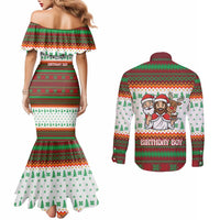 Christmas Jesus Birthday Boy Couples Matching Mermaid Dress and Long Sleeve Button Shirt Xmas Holiday Patterns - Wonder Print Shop