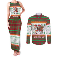 Christmas Jesus Birthday Boy Couples Matching Tank Maxi Dress and Long Sleeve Button Shirt Xmas Holiday Patterns - Wonder Print Shop