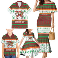 Christmas Jesus Birthday Boy Family Matching Mermaid Dress and Hawaiian Shirt Xmas Holiday Patterns - Wonder Print Shop