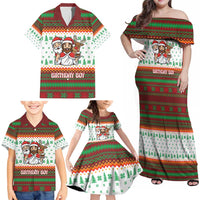 Christmas Jesus Birthday Boy Family Matching Off Shoulder Maxi Dress and Hawaiian Shirt Xmas Holiday Patterns - Wonder Print Shop