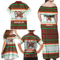 Christmas Jesus Birthday Boy Family Matching Off Shoulder Maxi Dress and Hawaiian Shirt Xmas Holiday Patterns - Wonder Print Shop