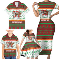 Christmas Jesus Birthday Boy Family Matching Short Sleeve Bodycon Dress and Hawaiian Shirt Xmas Holiday Patterns - Wonder Print Shop