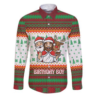Christmas Jesus Birthday Boy Family Matching Short Sleeve Bodycon Dress and Hawaiian Shirt Xmas Holiday Patterns - Wonder Print Shop