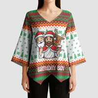 Christmas Jesus Birthday Boy Kimono Sleeve Blouse Xmas Holiday Patterns - Wonder Print Shop