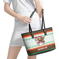 Christmas Jesus Birthday Boy Leather Tote Bag Xmas Holiday Patterns - Wonder Print Shop