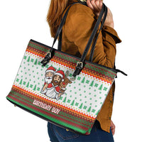 Christmas Jesus Birthday Boy Leather Tote Bag Xmas Holiday Patterns - Wonder Print Shop