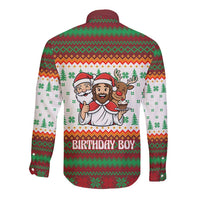 Christmas Jesus Birthday Boy Long Sleeve Button Shirt Xmas Holiday Patterns - Wonder Print Shop