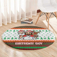 Christmas Jesus Birthday Boy Round Carpet Xmas Holiday Patterns - Wonder Print Shop
