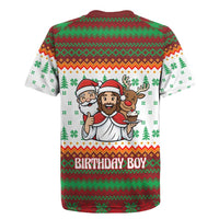 Christmas Jesus Birthday Boy Rugby Jersey Xmas Holiday Patterns - Wonder Print Shop