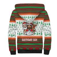 Christmas Jesus Birthday Boy Sherpa Hoodie Xmas Holiday Patterns - Wonder Print Shop