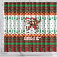 Christmas Jesus Birthday Boy Shower Curtain Xmas Holiday Patterns - Wonder Print Shop