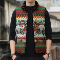 Christmas Jesus Birthday Boy Sleeveless Puffer Jacket Xmas Holiday Patterns - Wonder Print Shop