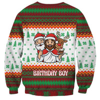 Christmas Jesus Birthday Boy Sweatshirt Xmas Holiday Patterns - Wonder Print Shop