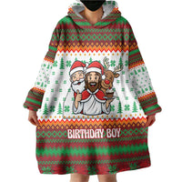 Christmas Jesus Birthday Boy Wearable Blanket Hoodie Xmas Holiday Patterns - Wonder Print Shop
