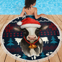 Lovely Cow Christmas Beach Blanket Xmas Holiday Patterns - Wonder Print Shop