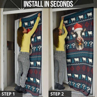 Lovely Cow Christmas Door Cover Xmas Holiday Patterns - Wonder Print Shop