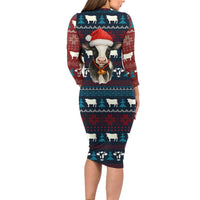 Lovely Cow Christmas Family Matching Long Sleeve Bodycon Dress and Hawaiian Shirt Xmas Holiday Patterns - Wonder Print Shop