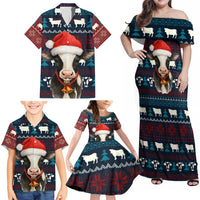 Lovely Cow Christmas Family Matching Off Shoulder Maxi Dress and Hawaiian Shirt Xmas Holiday Patterns - Wonder Print Shop