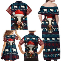 Lovely Cow Christmas Family Matching Off Shoulder Maxi Dress and Hawaiian Shirt Xmas Holiday Patterns - Wonder Print Shop