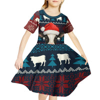 Lovely Cow Christmas Kid Short Sleeve Dress Xmas Holiday Patterns - Wonder Print Shop