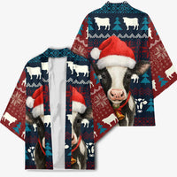 Lovely Cow Christmas Kimono Xmas Holiday Patterns - Wonder Print Shop
