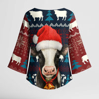 Lovely Cow Christmas Kimono Sleeve Blouse Xmas Holiday Patterns - Wonder Print Shop