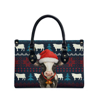 Lovely Cow Christmas Leather Bag Xmas Holiday Patterns - Wonder Print Shop