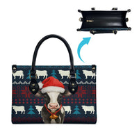 Lovely Cow Christmas Leather Bag Xmas Holiday Patterns - Wonder Print Shop