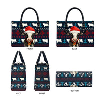 Lovely Cow Christmas Leather Bag Xmas Holiday Patterns - Wonder Print Shop