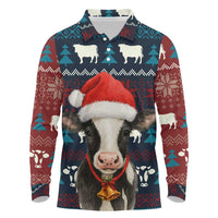 Lovely Cow Christmas Long Sleeve Polo Shirt Xmas Holiday Patterns - Wonder Print Shop
