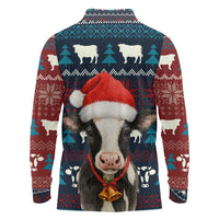 Lovely Cow Christmas Long Sleeve Polo Shirt Xmas Holiday Patterns - Wonder Print Shop