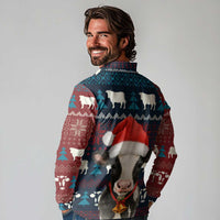 Lovely Cow Christmas Long Sleeve Polo Shirt Xmas Holiday Patterns - Wonder Print Shop