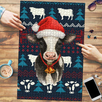 Lovely Cow Christmas Puzzle Xmas Holiday Patterns - Wonder Print Shop