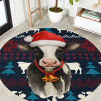 Lovely Cow Christmas Round Carpet Xmas Holiday Patterns - Wonder Print Shop
